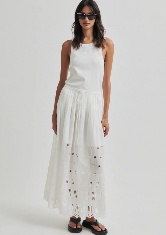 Second Female Elenore Broderie Skirt - White Alyssum