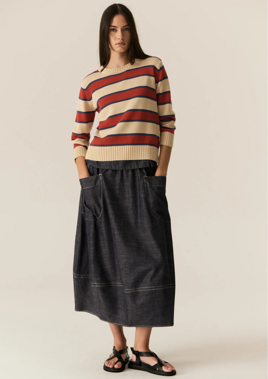 POL Jules Stripe Knit -Pebble/Red