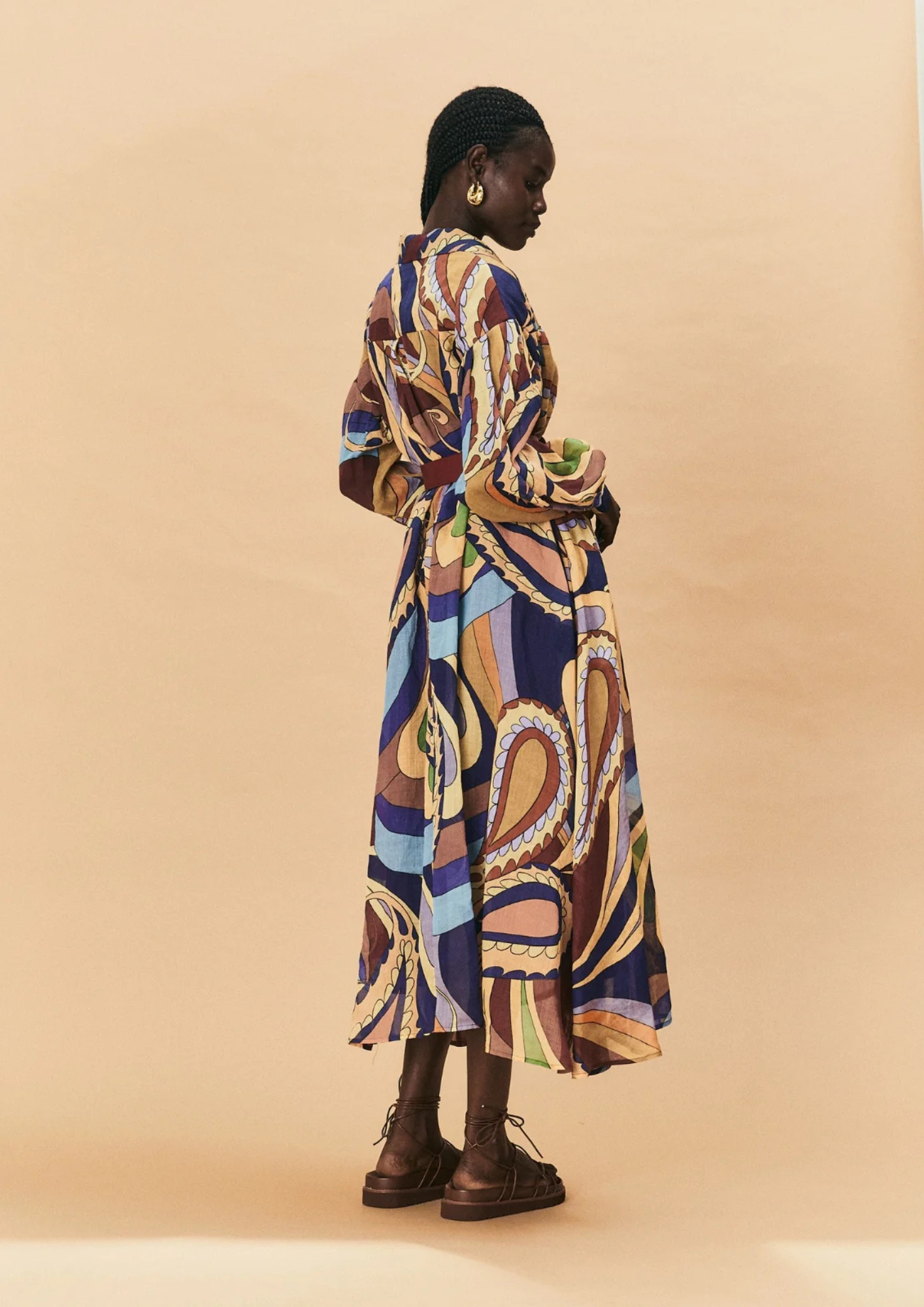 La Maise Dijon Maxi Shirt Dress - Paisley Print