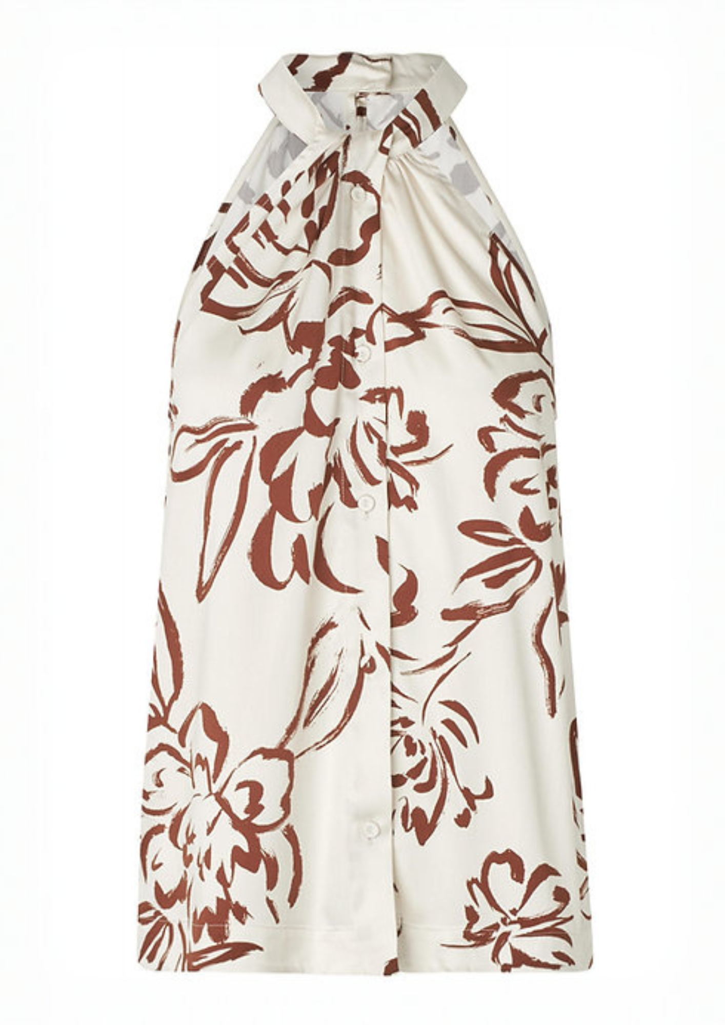 Second Female Blooming Floral Print Halter Top - White Alyssum
