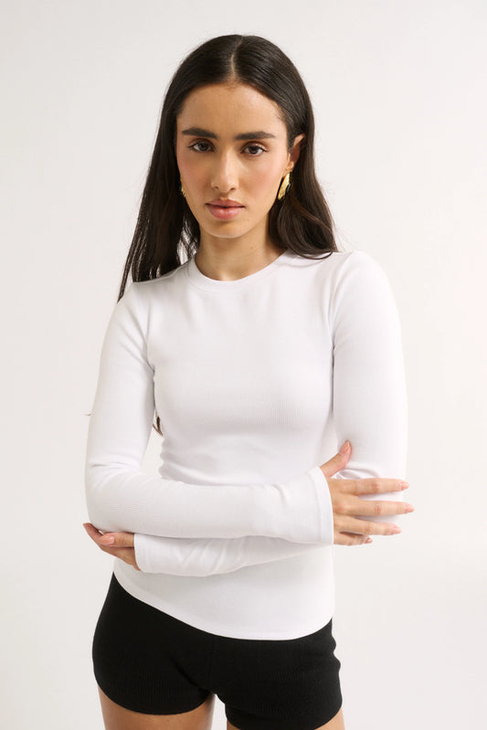 PRIMI Carina Long Sleeve Top - Optic White