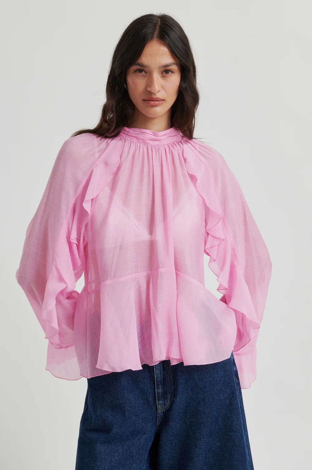 Second Female Naje Frill Blouse lilac Chiffon