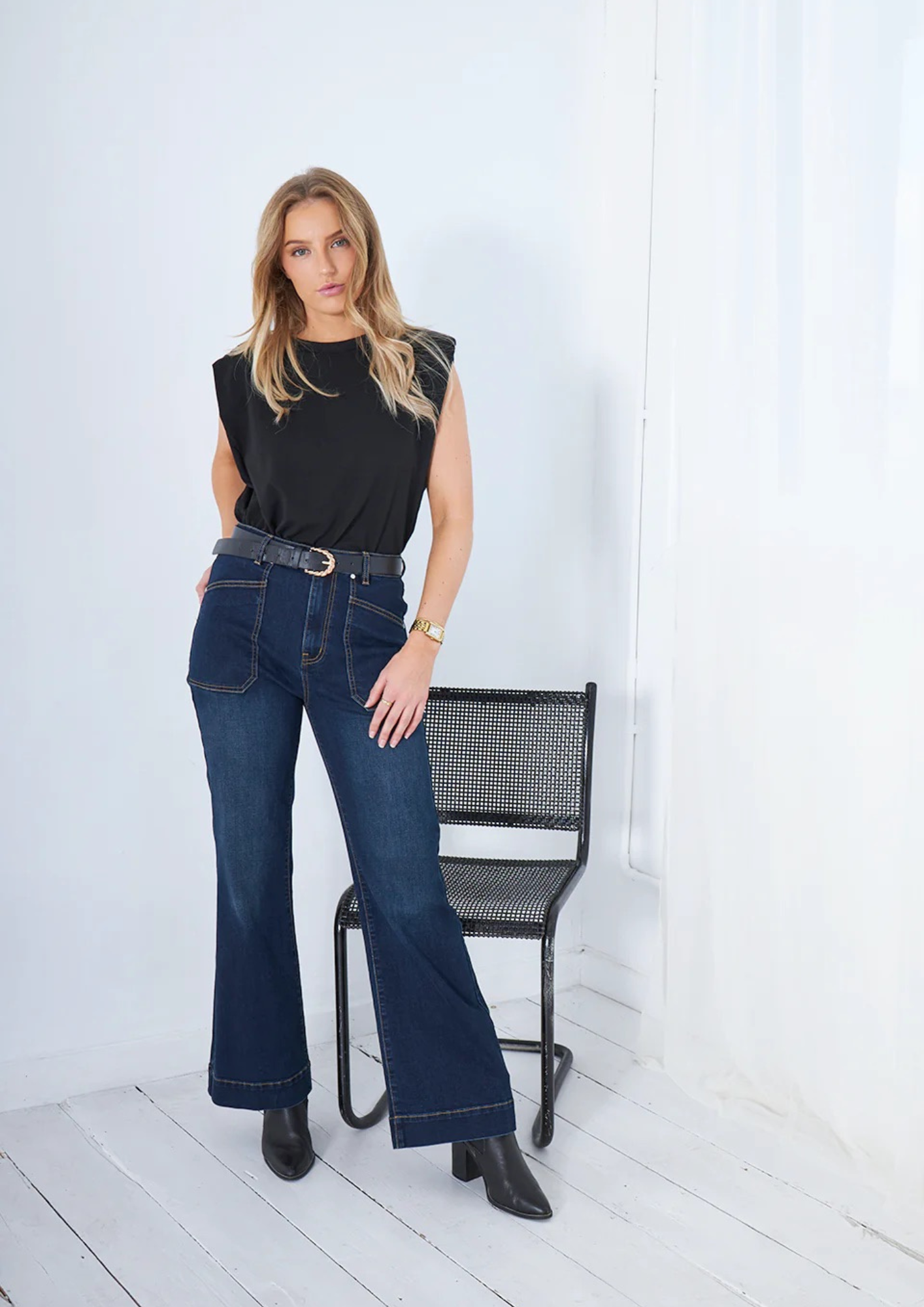 Saint Rose Jayne Wide Leg Jean Dark Indigo