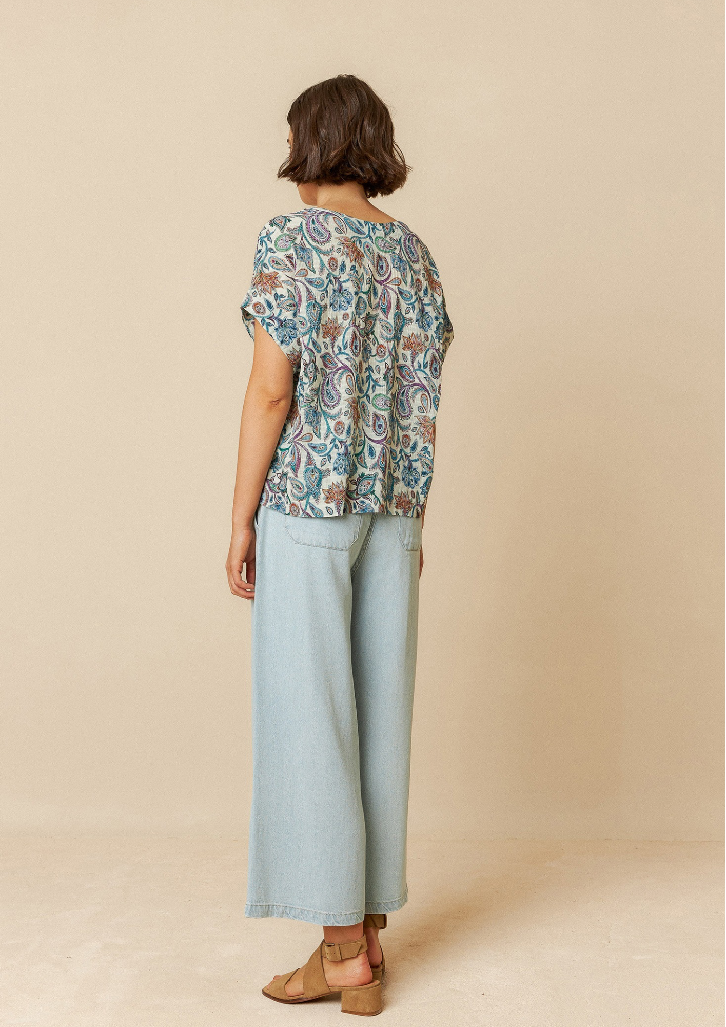 Indi & Cold Paisley Crop Multicolour 100% Organic Cotton Woven Shirt