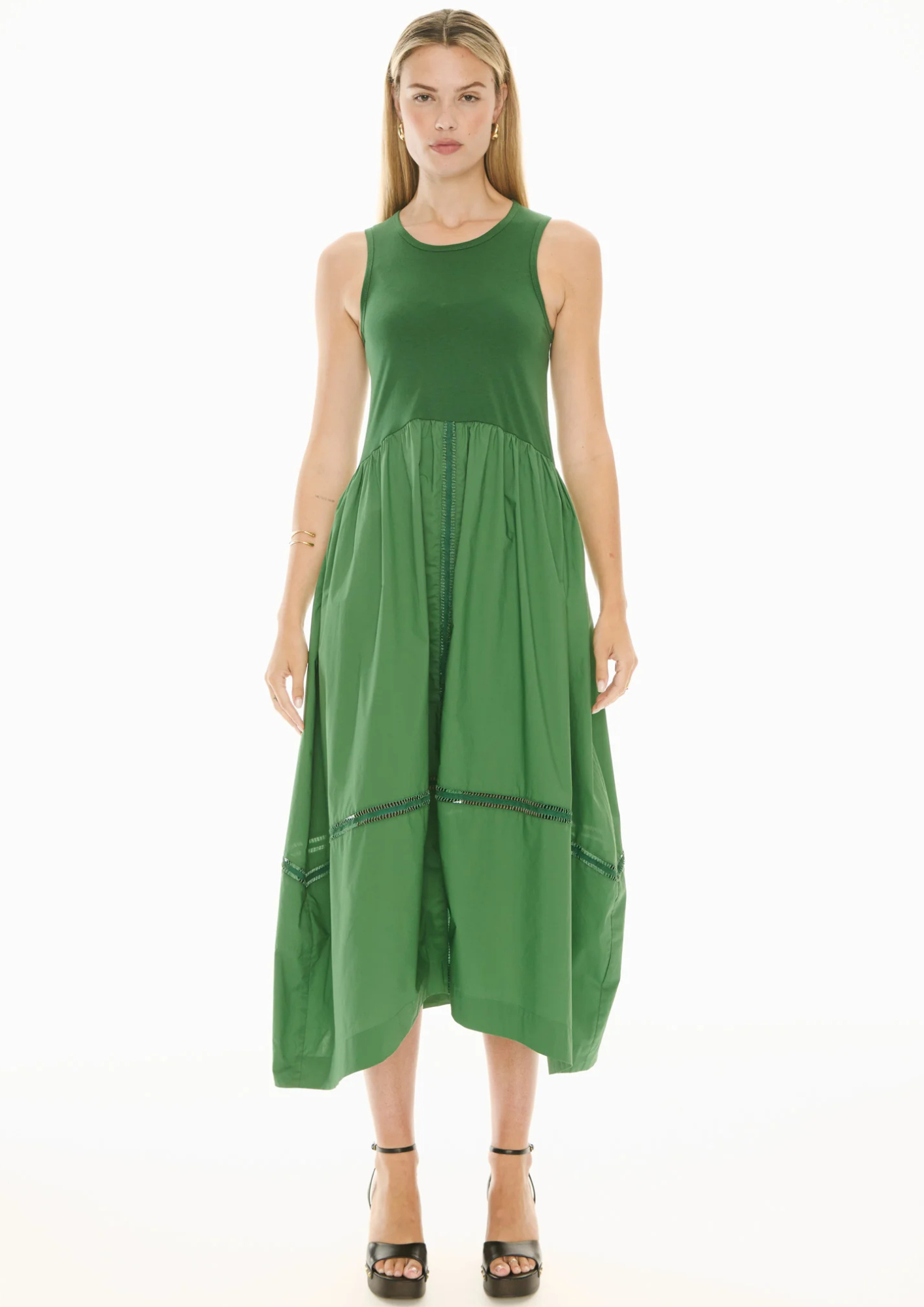 POL Clothing Orlo Lace Tank Dress - Green