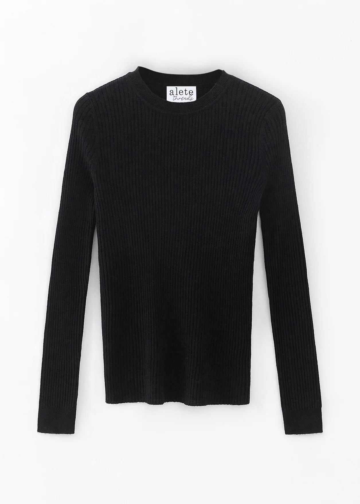 Alete Threads - Vespa Ribbed Long Sleeve Crew - Black