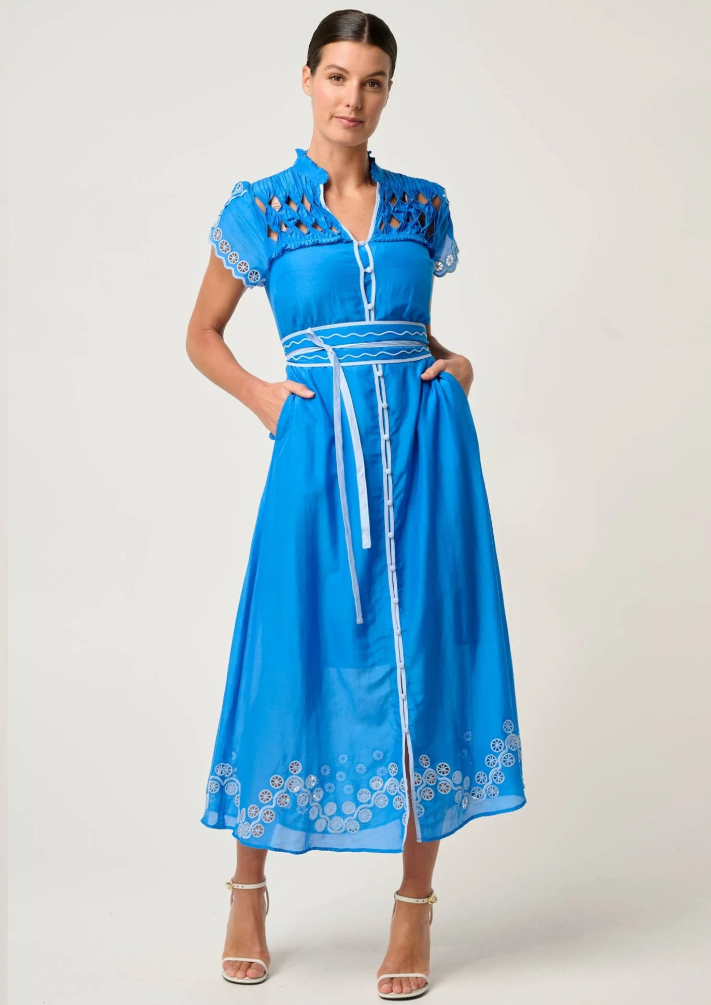 Once Was Xanthia Diamond Smock - Blue Topaz