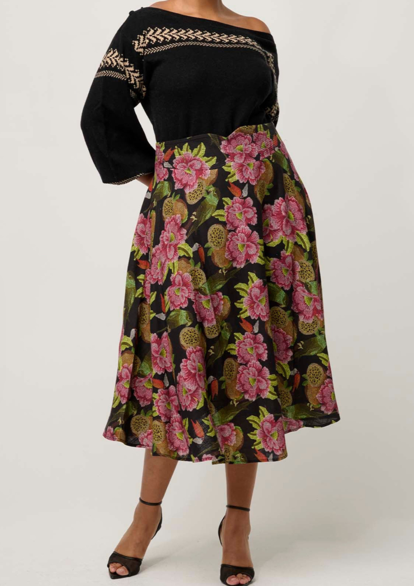 Once Was Estrella Linen Yoke Skirt - Winter Granadilla