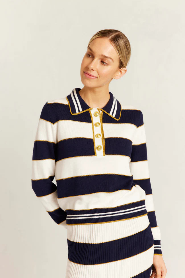 Alessandra Amalfi Polo Sweater - Navy