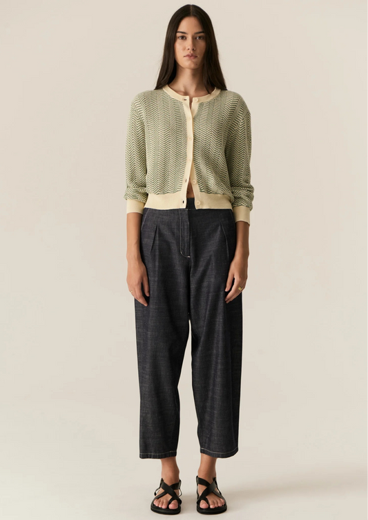 POL Jules Cardigan - Green/Ivory