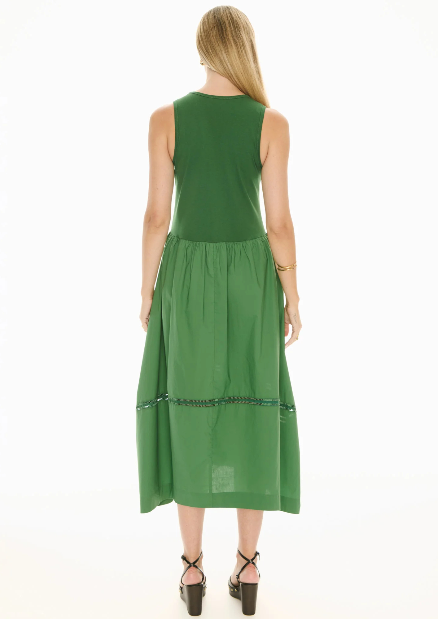 POL Clothing Orlo Lace Tank Dress - Green