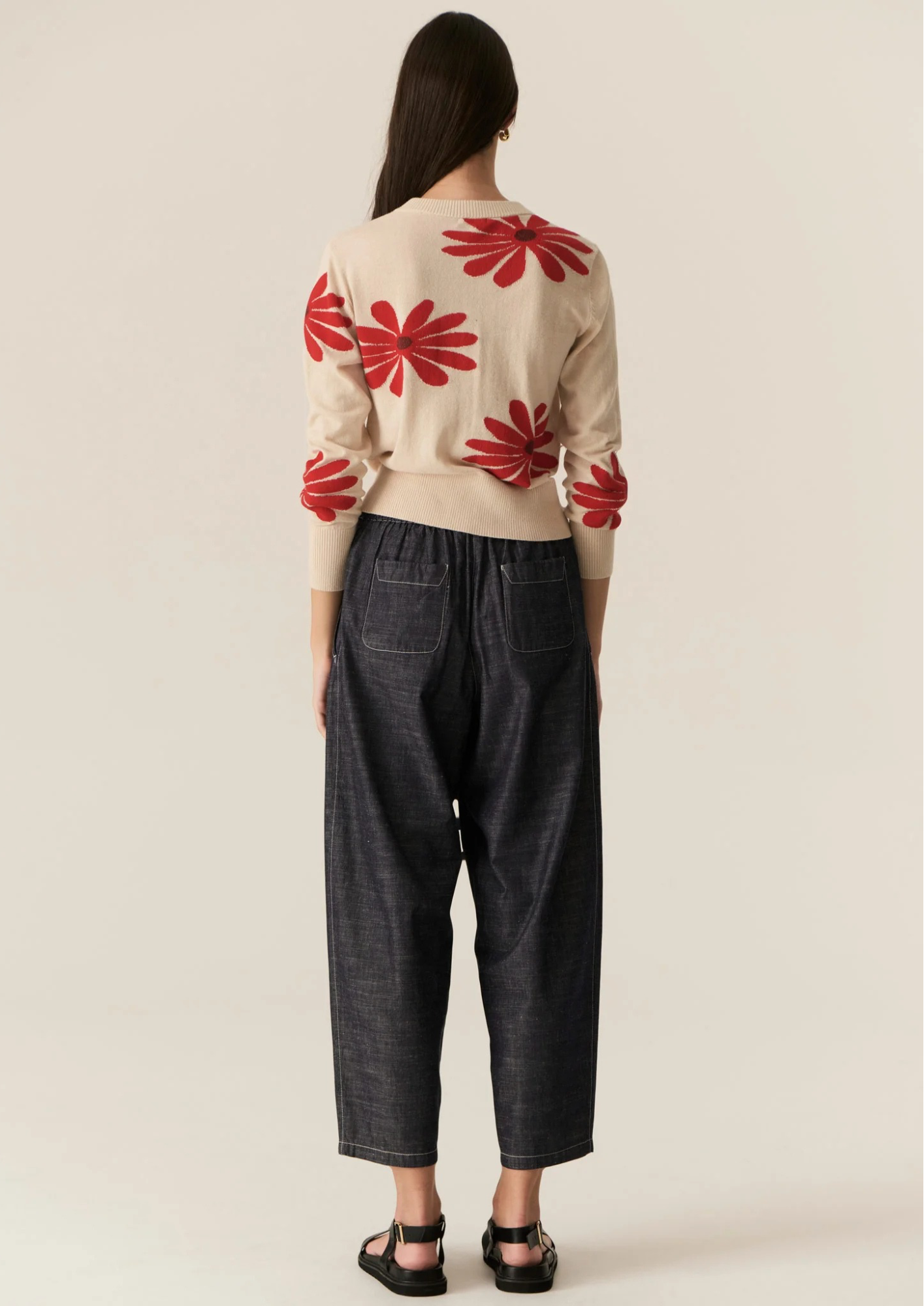 POL Lask Daisy Cardigan - Ecru/Red