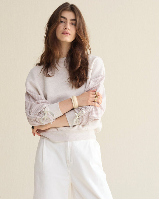 Summum ivory melange sweatshirt front view
