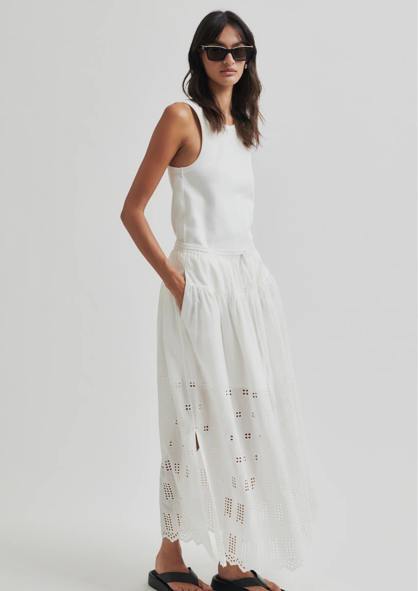 Second Female Elenore Broderie Skirt - White Alyssum