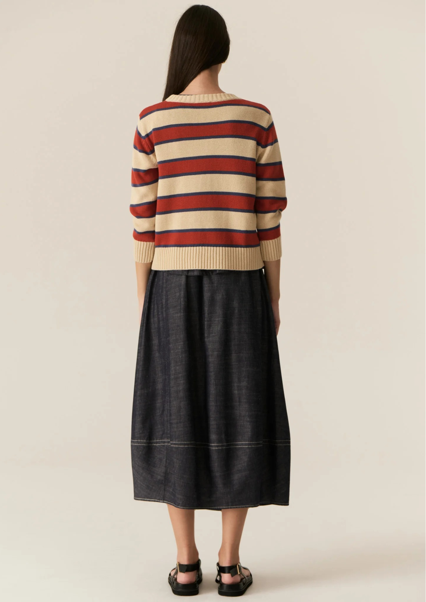 POL Jules Stripe Knit -Pebble/Red