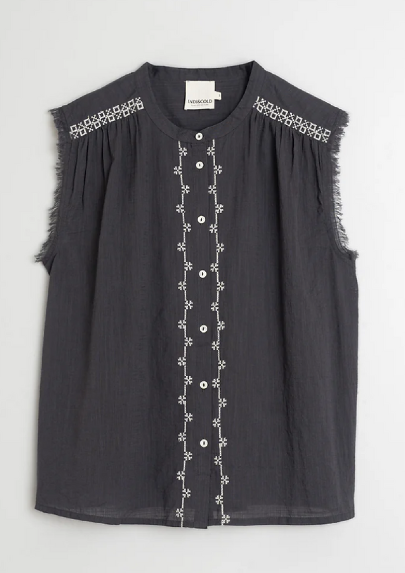 Indi & Cold BK246 Shirt With Embroidery in carbon