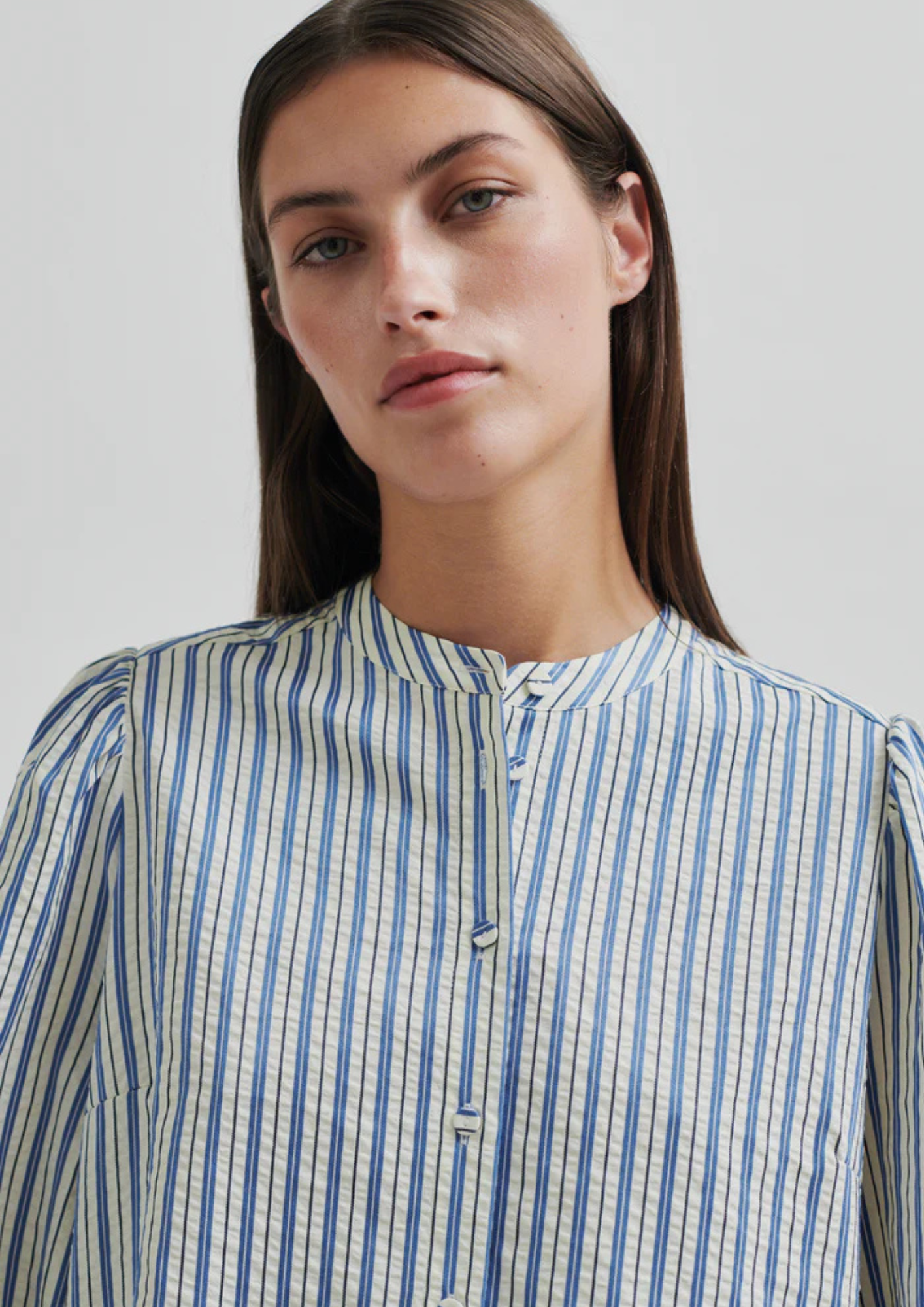 Second Female Serifa Stripe Shirt - Cornflower Blue