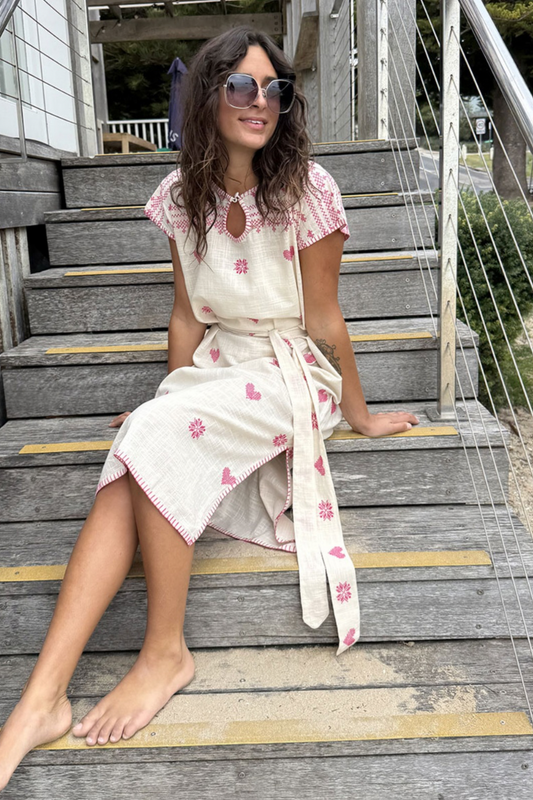 Sophie Moran - Kaftan Dress - Beige/Pink