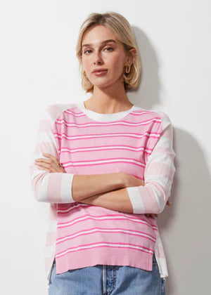 Zaket & Plover Multi Stripe Jumper - White ZP6616