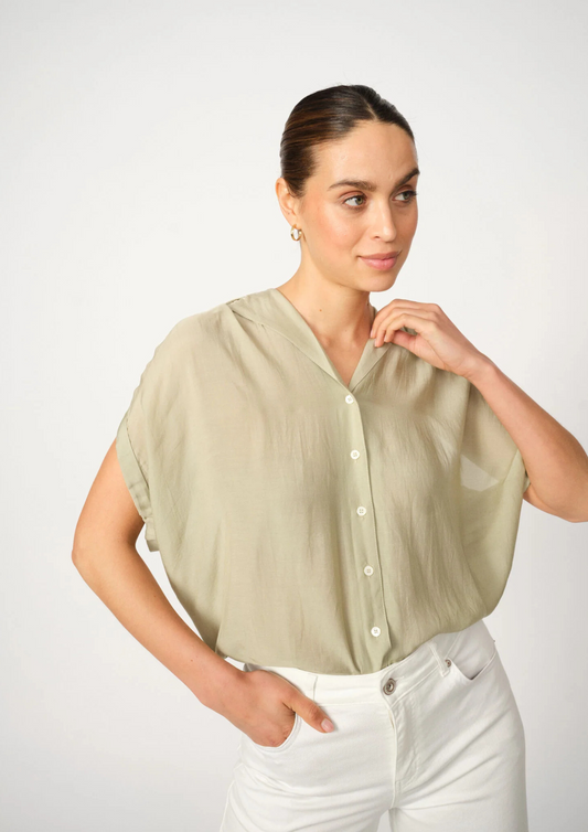 Mos Mosh - Zuno Short Sleeve Blouse - Moss Gray