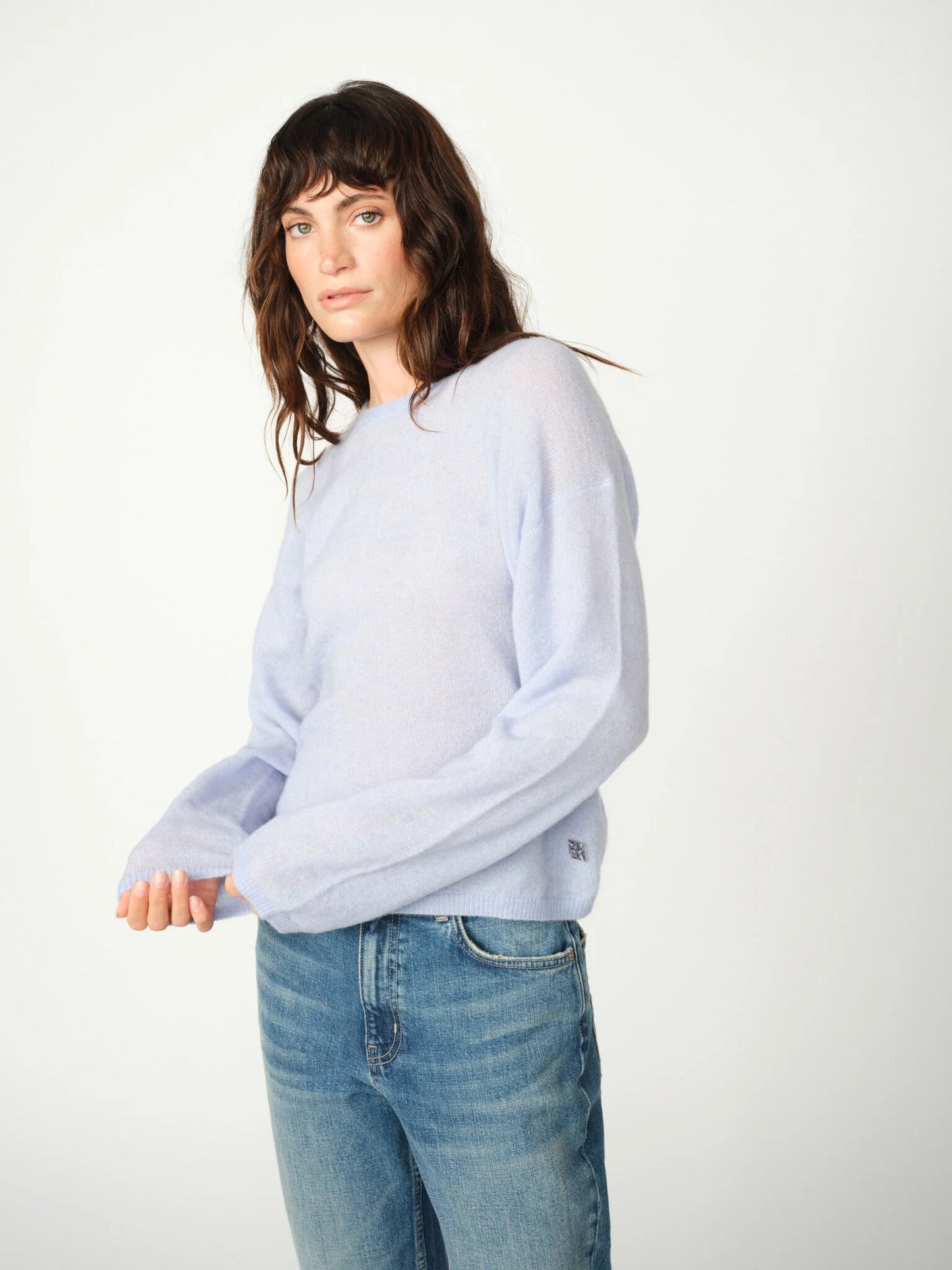 Mos Mosh MMMape O-neck Knit - Brunnera Blue