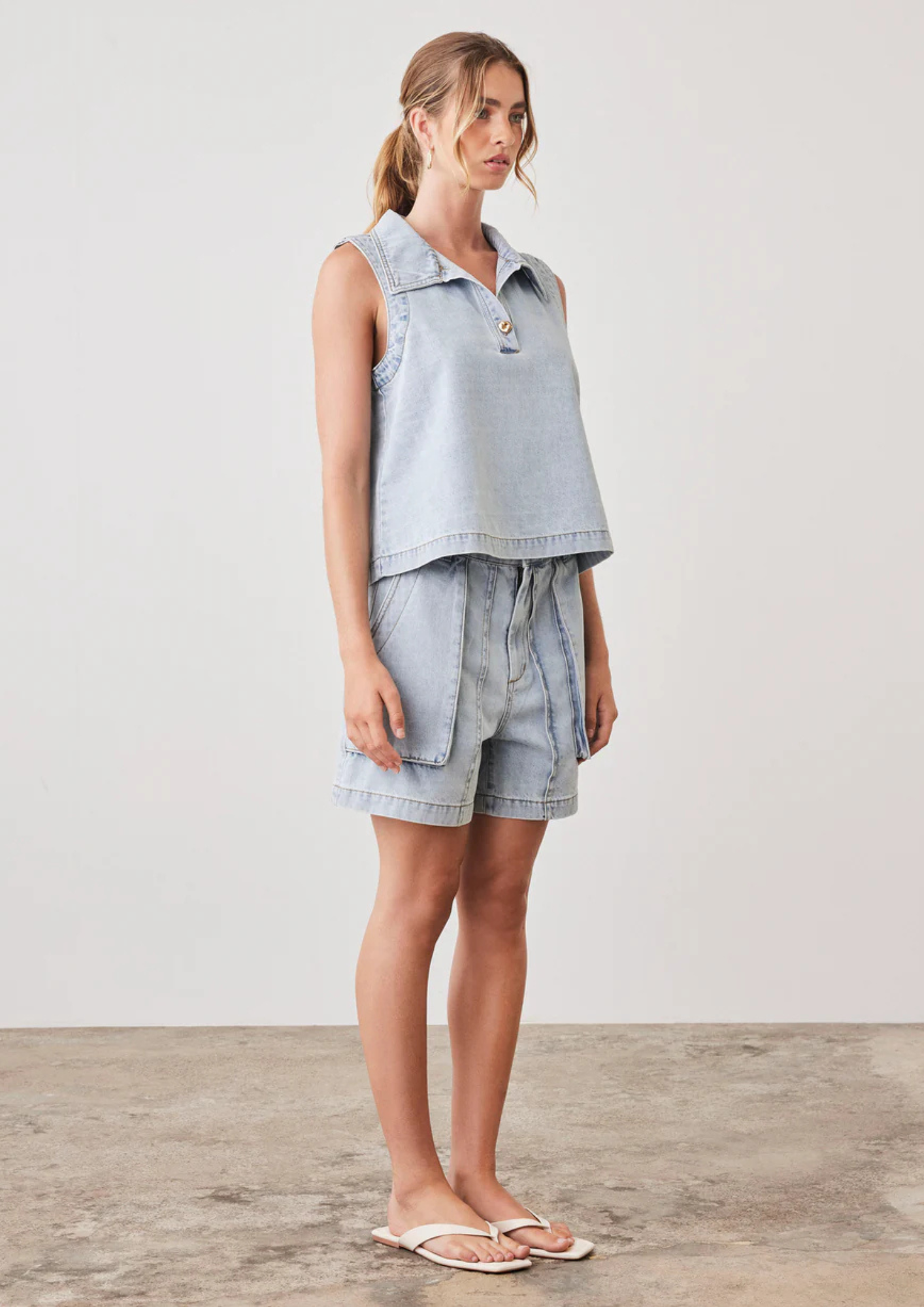 Esmaee Riptide Denim Top - Light Blue Denim