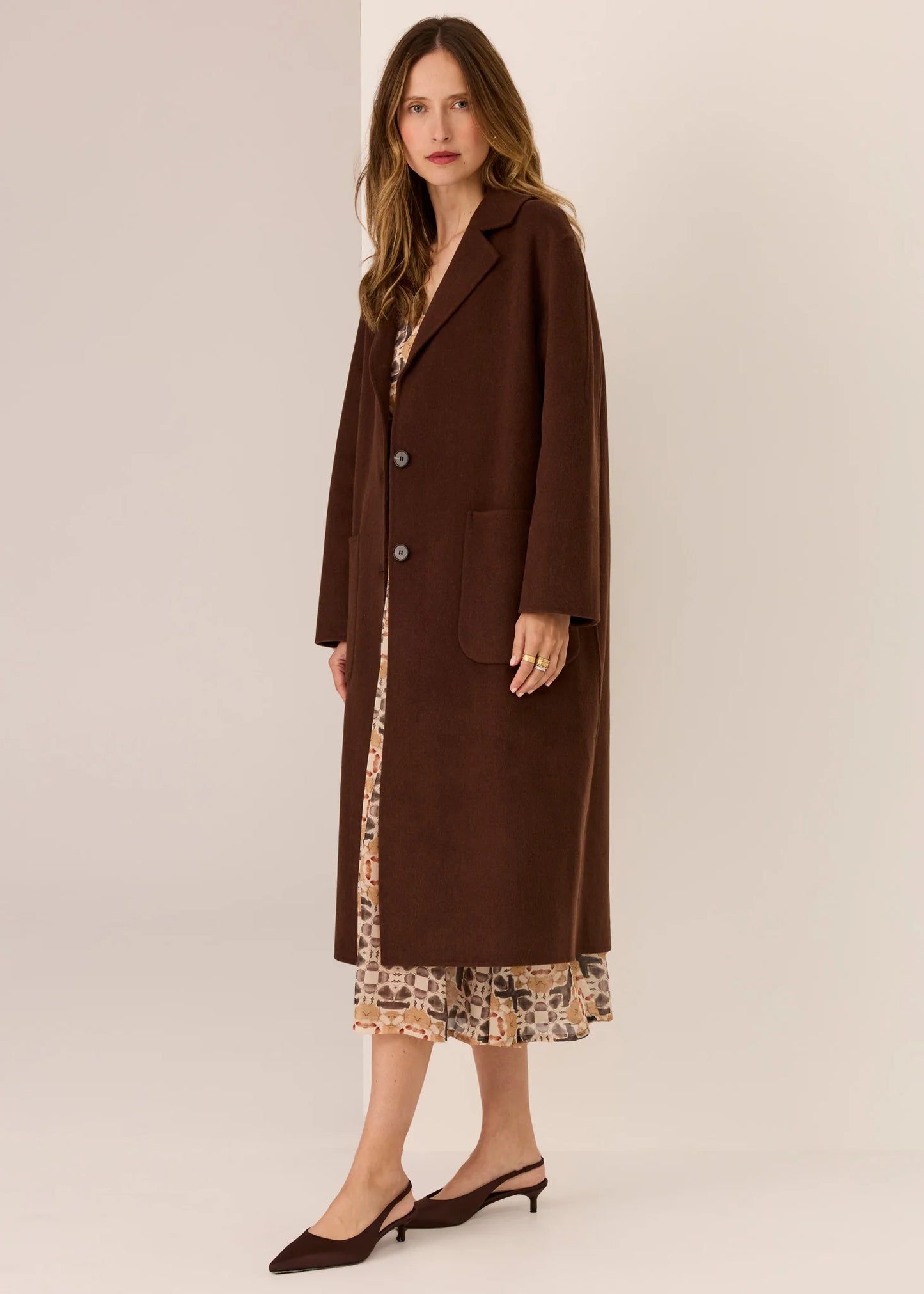 Pol - Cohen long wool coat chocolate