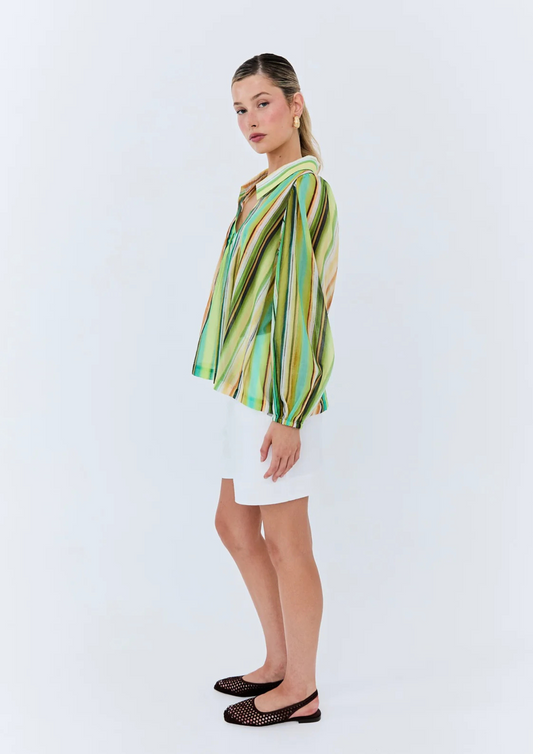 Eder - Jolie Blouse - Green Resort Stripe
