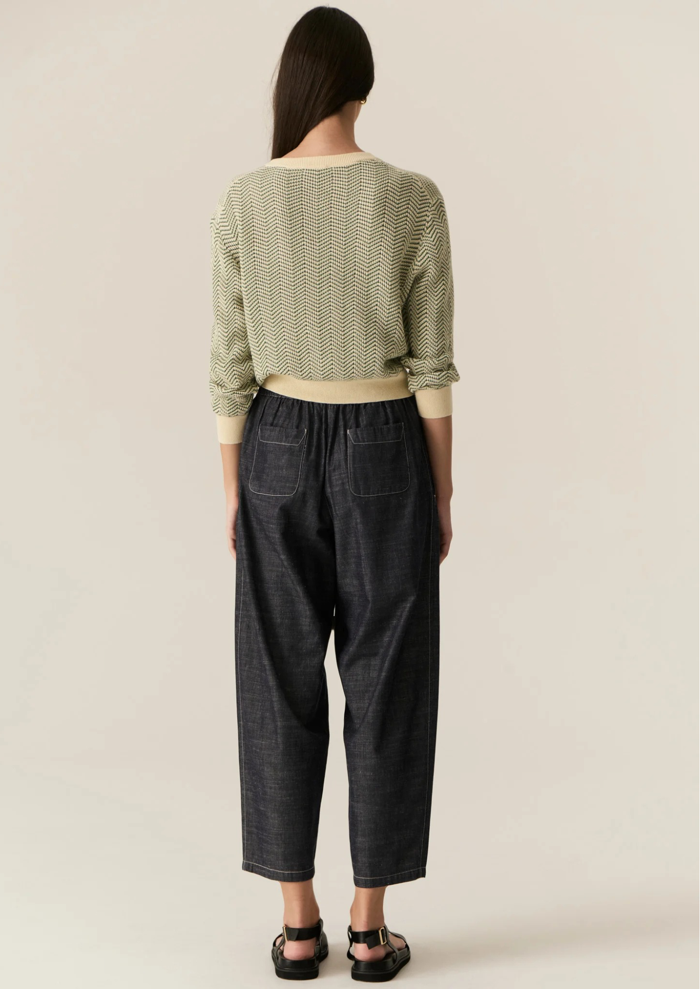 POL Jules Cardigan - Green/Ivory