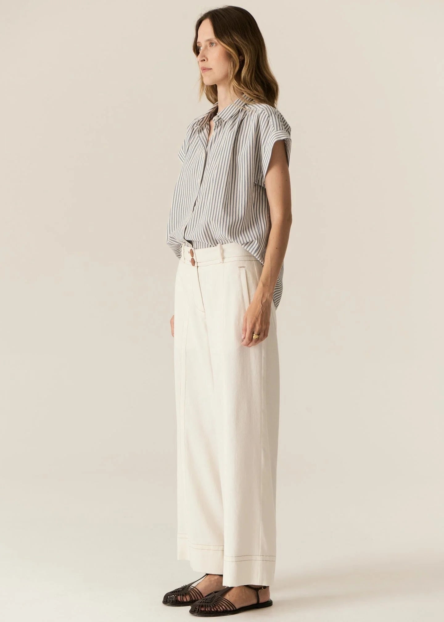 POL Carsen Crop Pant - Ecru