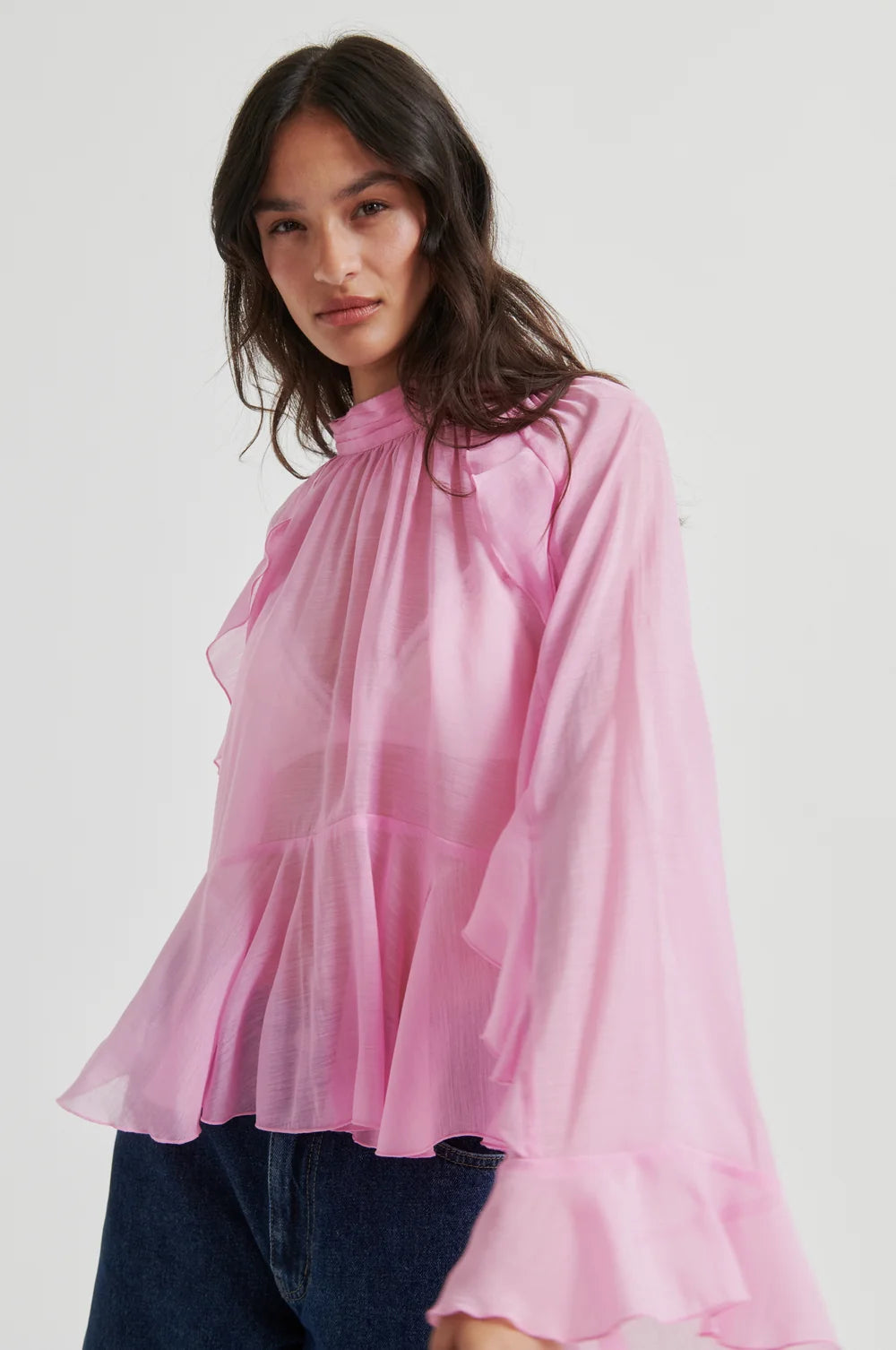 Second Female Naje Frill Blouse lilac Chiffon