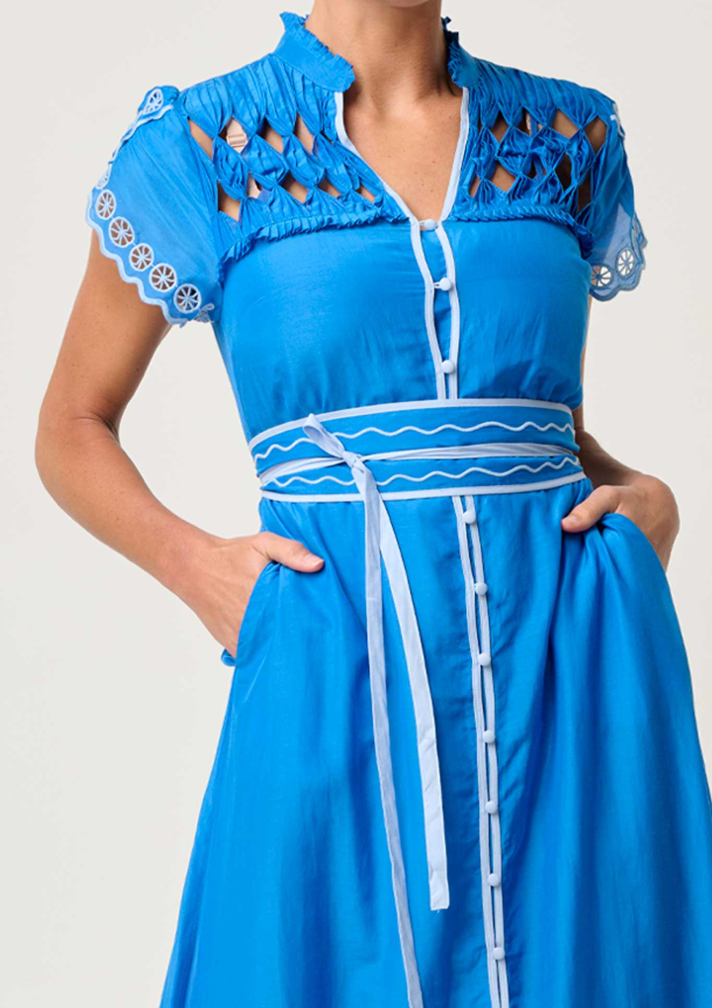 Once Was Xanthia Diamond Smock - Blue Topaz