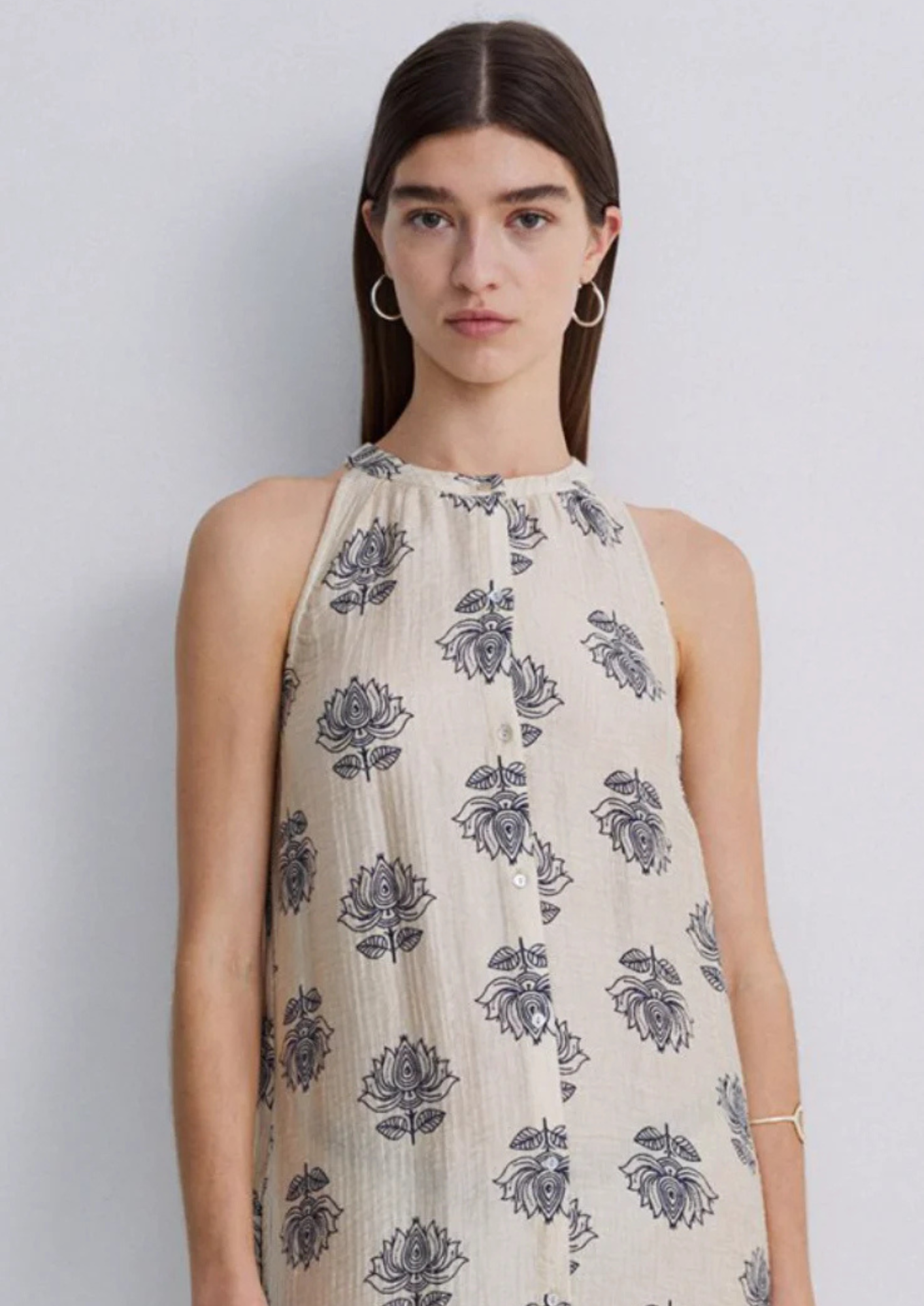 Yerse - Midi Viscose Dress - Natural Flowers