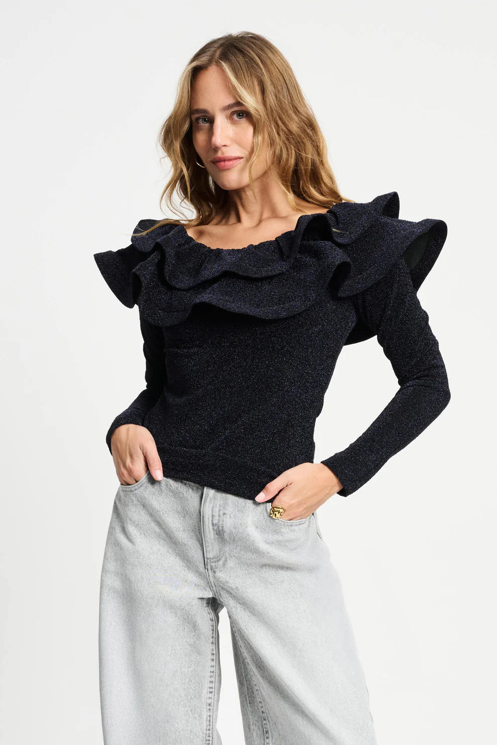 POM Amsterdam - Glitter Noir Top - SP9374