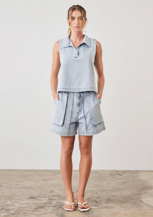 Esmaee Riptide Denim Top - Light Blue Denim