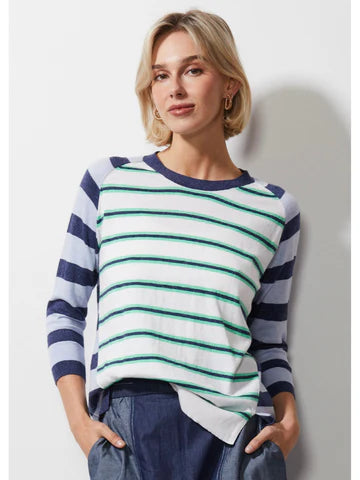 Zaket & Plover Multi Stripe Jumper - Denim ZP6616