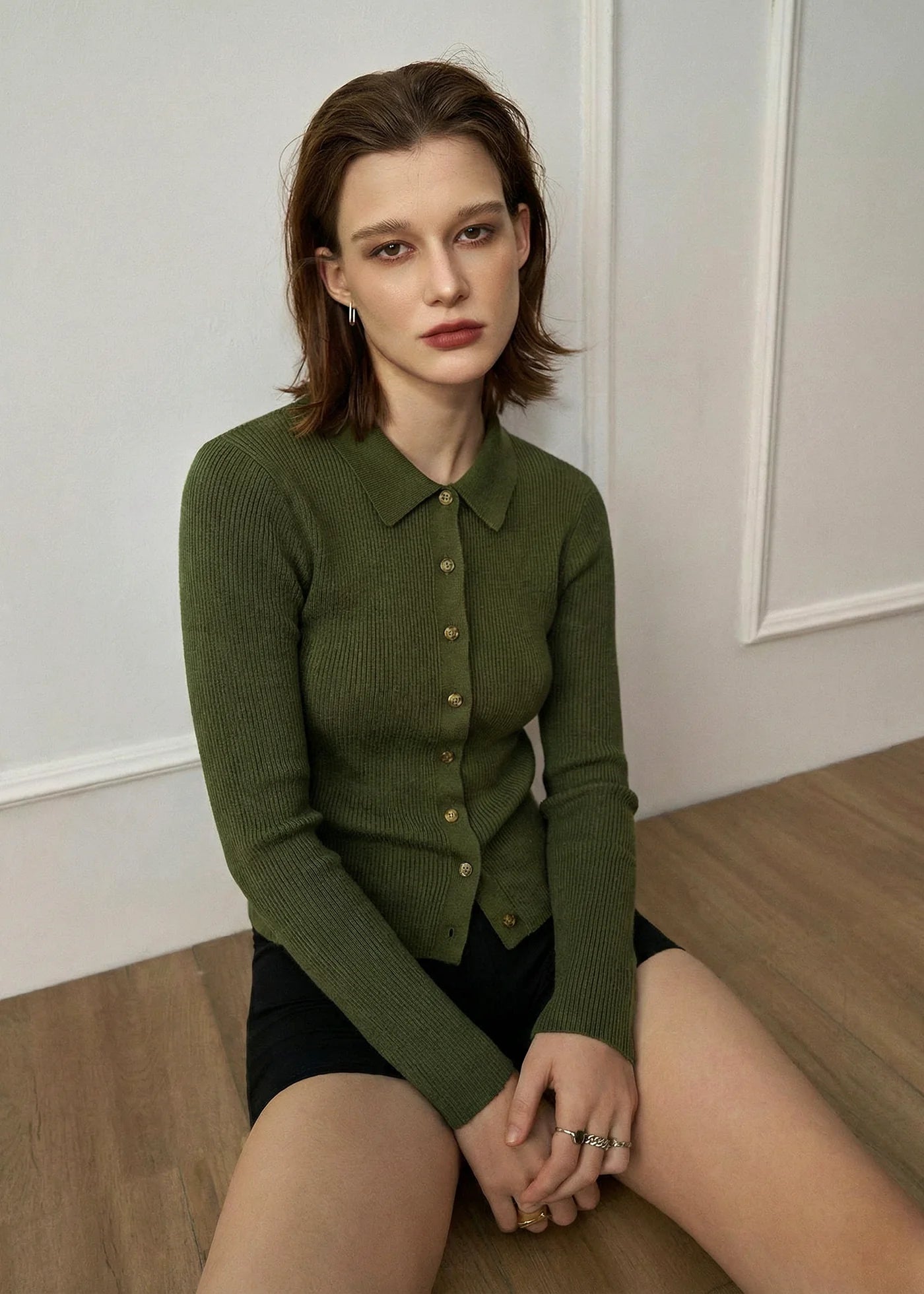 Alete Threads - Lulu Ribbed Cardigan - Olive