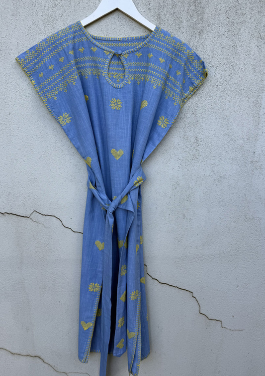 Sophie Moran - Kaftan Dress - Sky Blue/Yellow