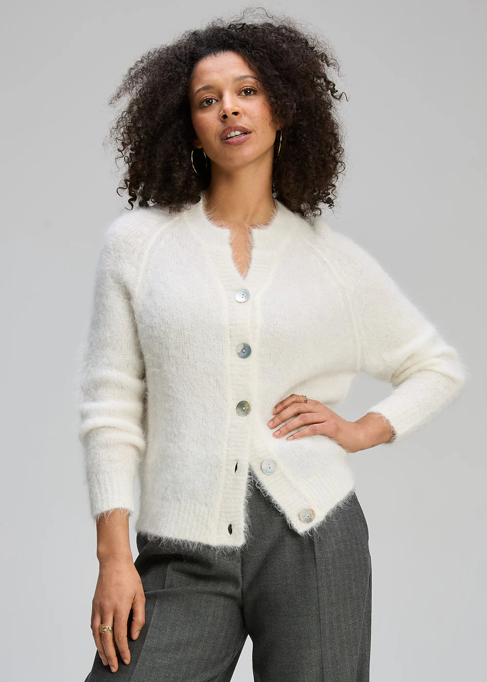 Zaket & Plover ZP8109 Alpaca Cardigan - White