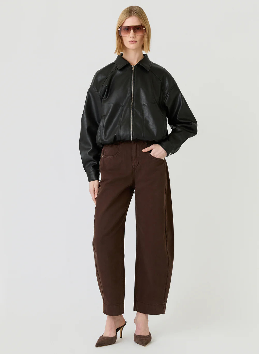 Esmaee Clea Vegan Leather Jacket - Black