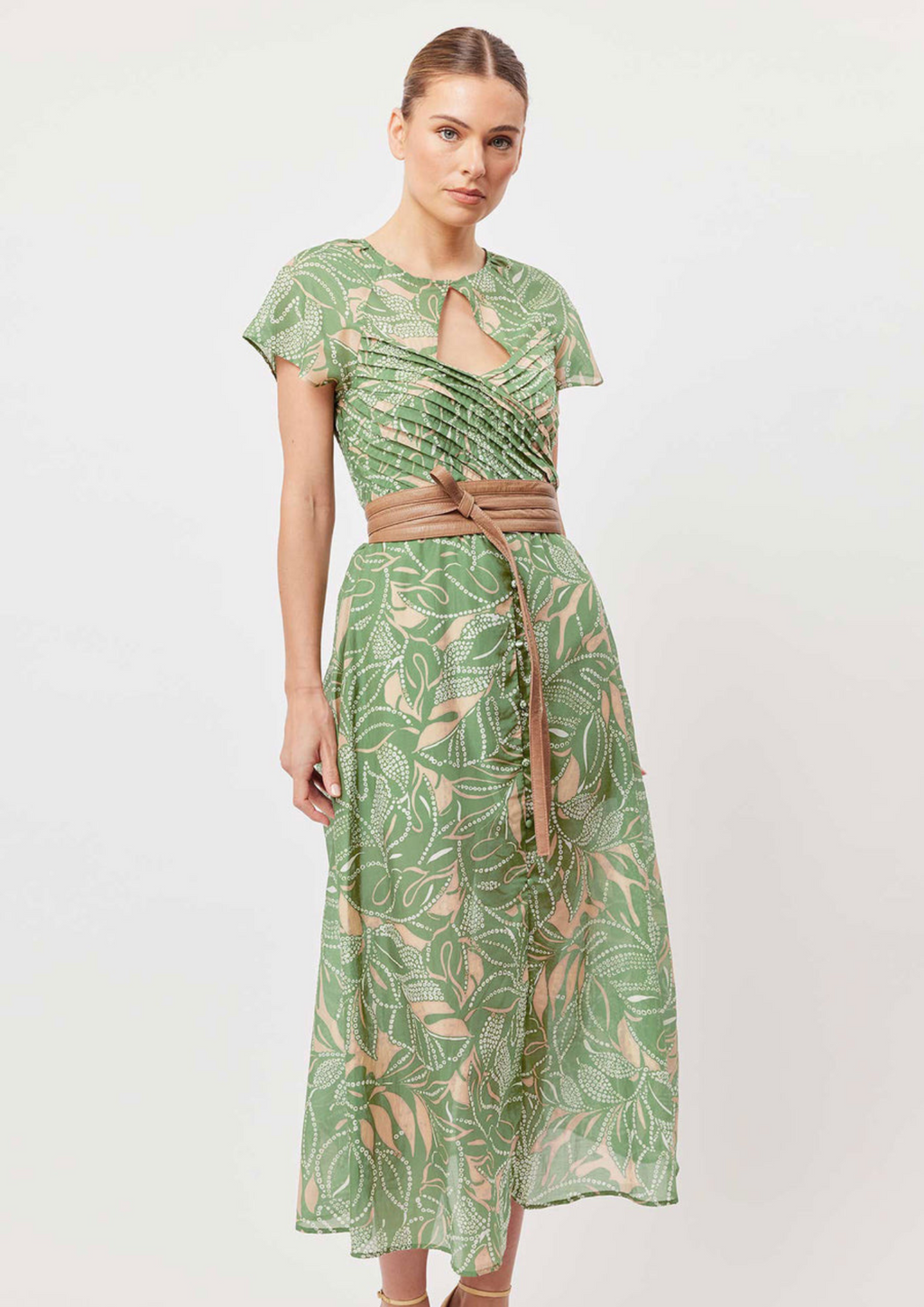 Once Was - Rio Cotton Silk Midi Dress in Jungle Tropico