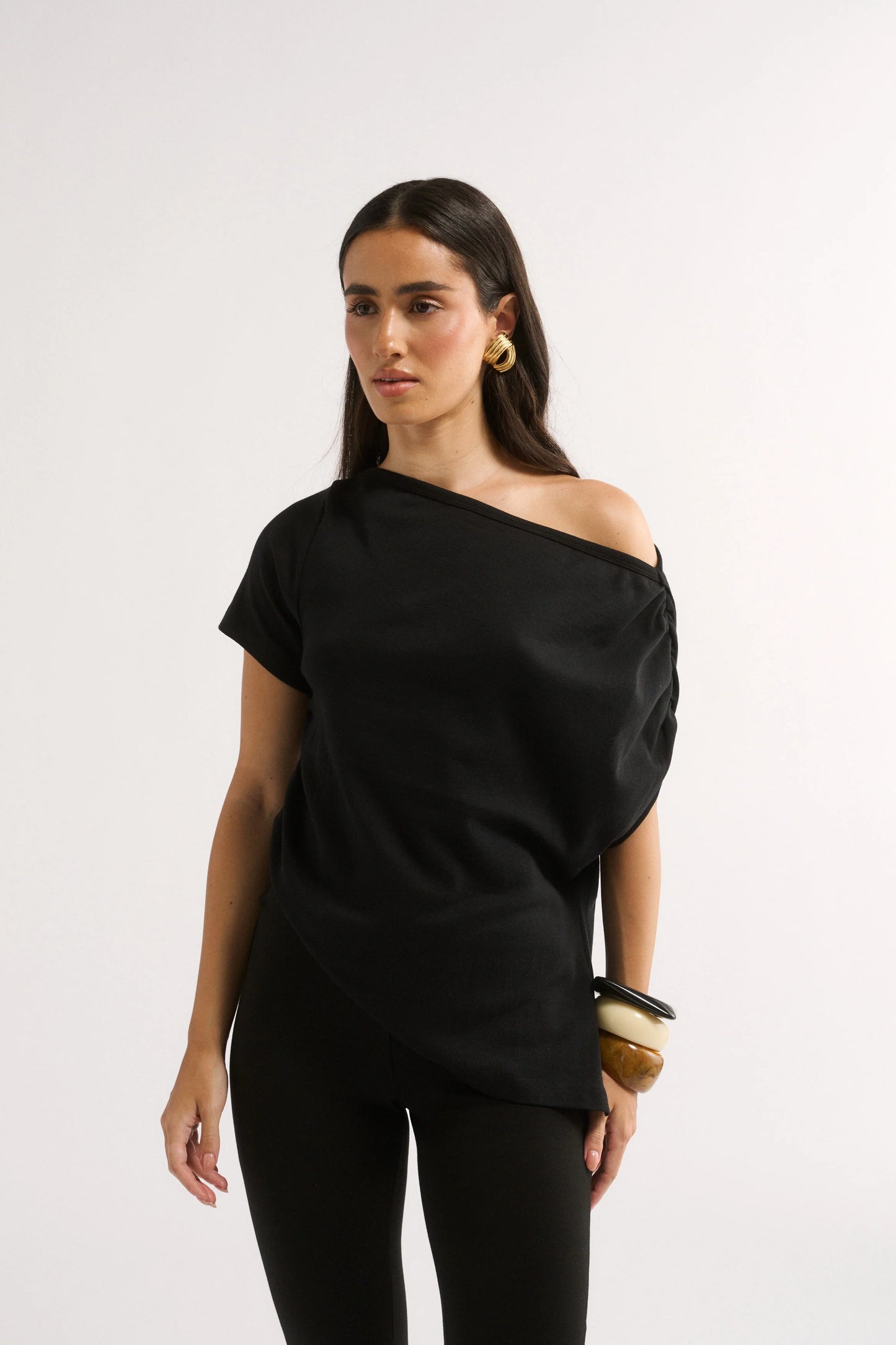Estelle Off Shoulder T-shirt - Black