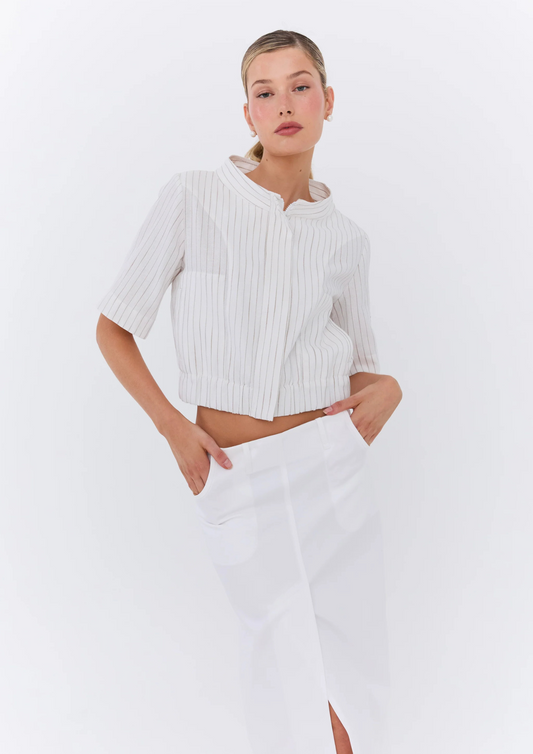 Eder - Neil Jacket - Linen Stripe White/Beige