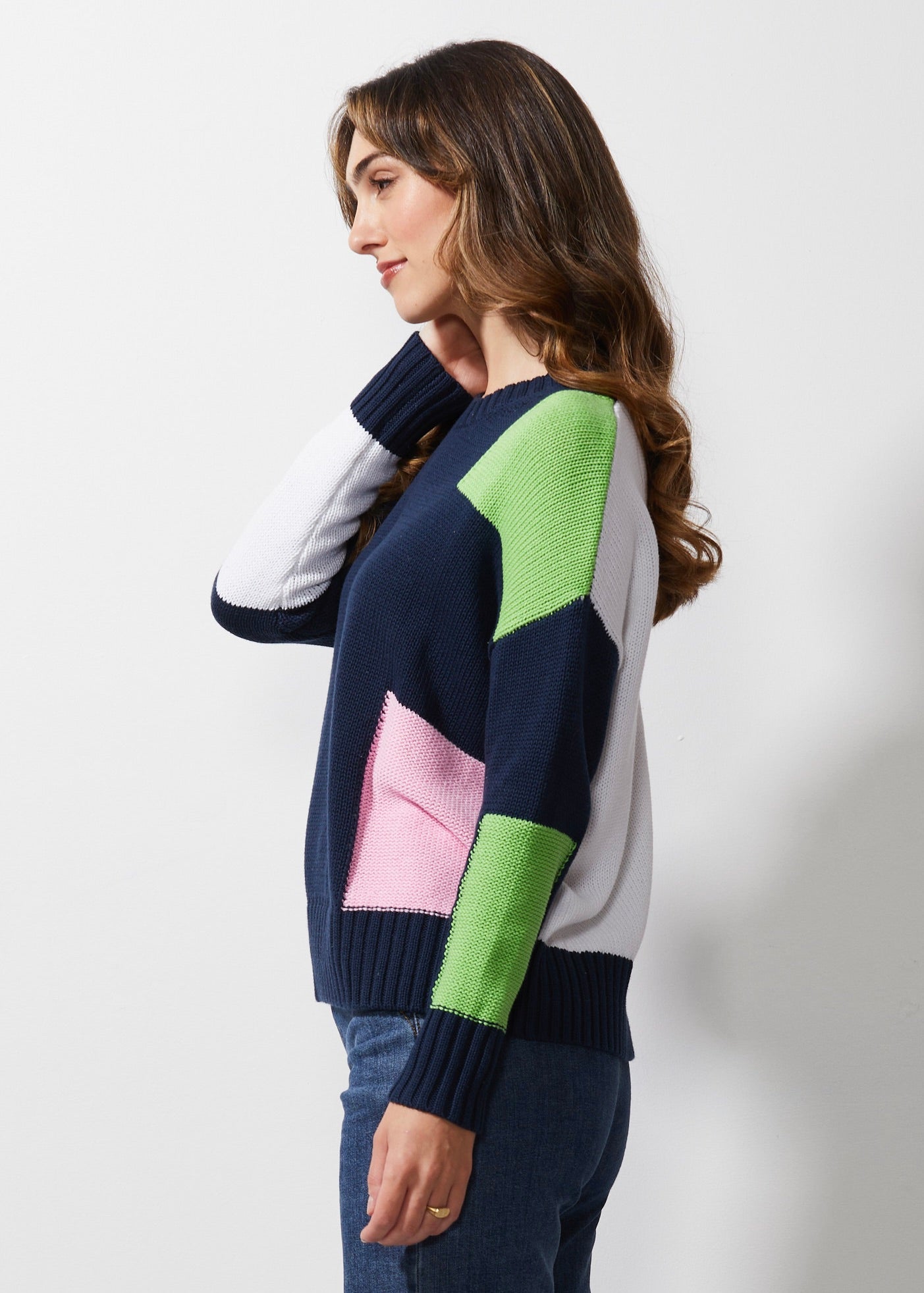 LC Intarsia Trim Jumper - Navy