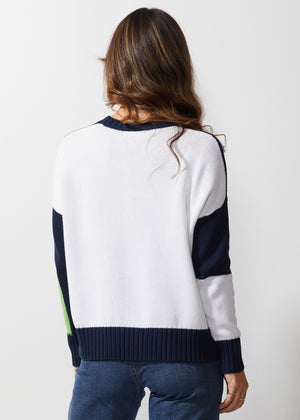 LC Intarsia Trim Jumper - Navy