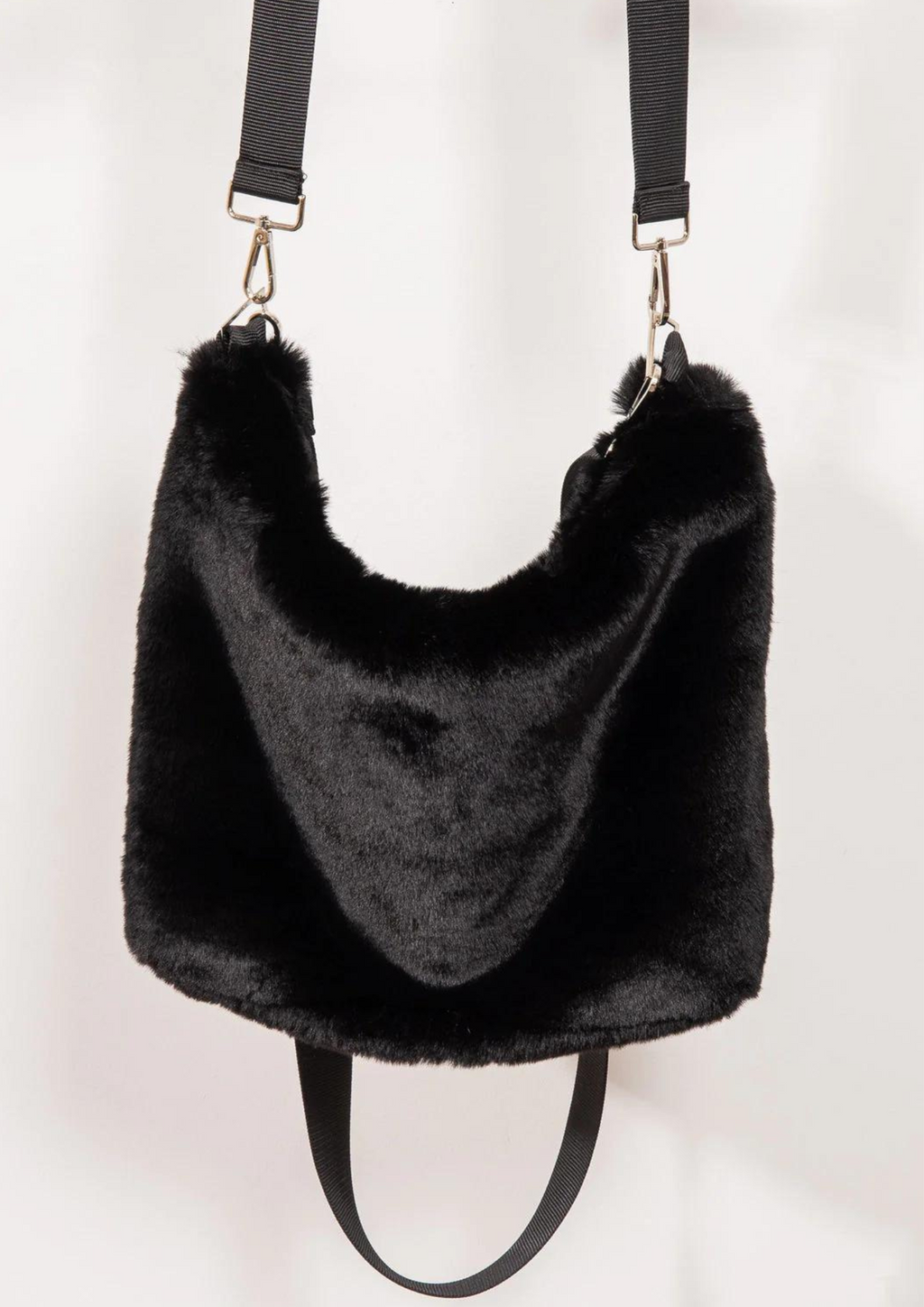 Dea - Faux Fur Slouch Bag Black