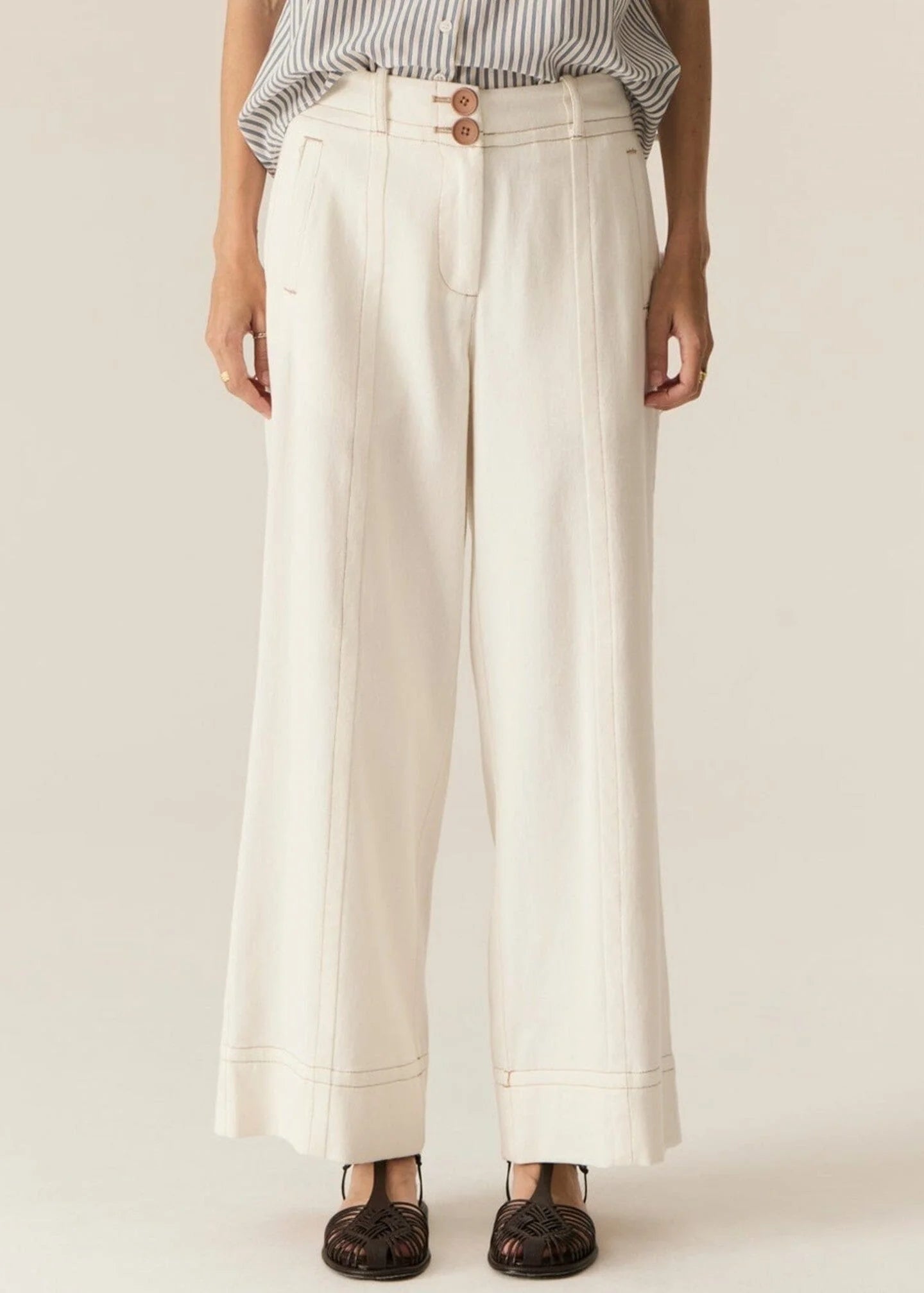 POL Carsen Crop Pant - Ecru