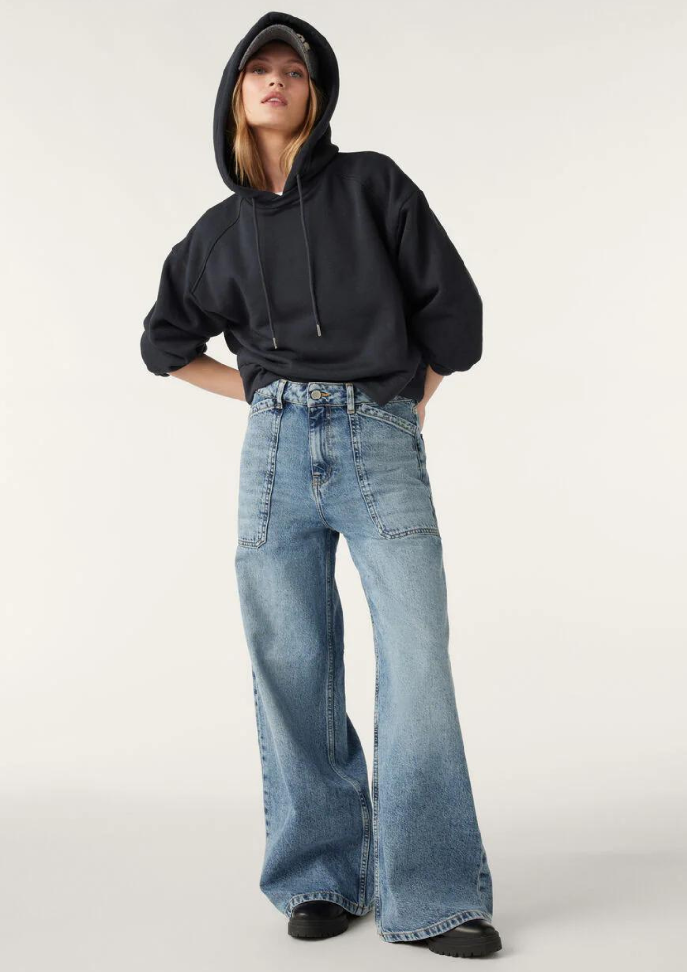 Ba sh Paris Mellou Denim Wide Leg Jeans Front Room