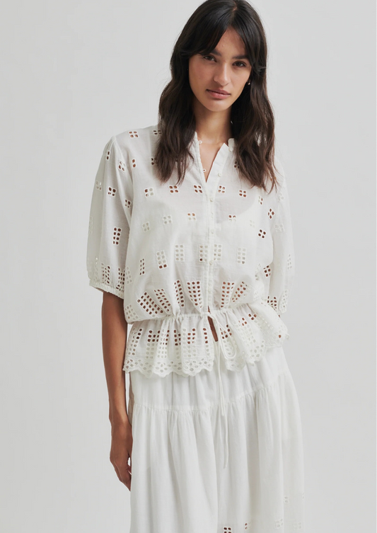 Second Female Elenore Broderie Shirt - White Alyssum