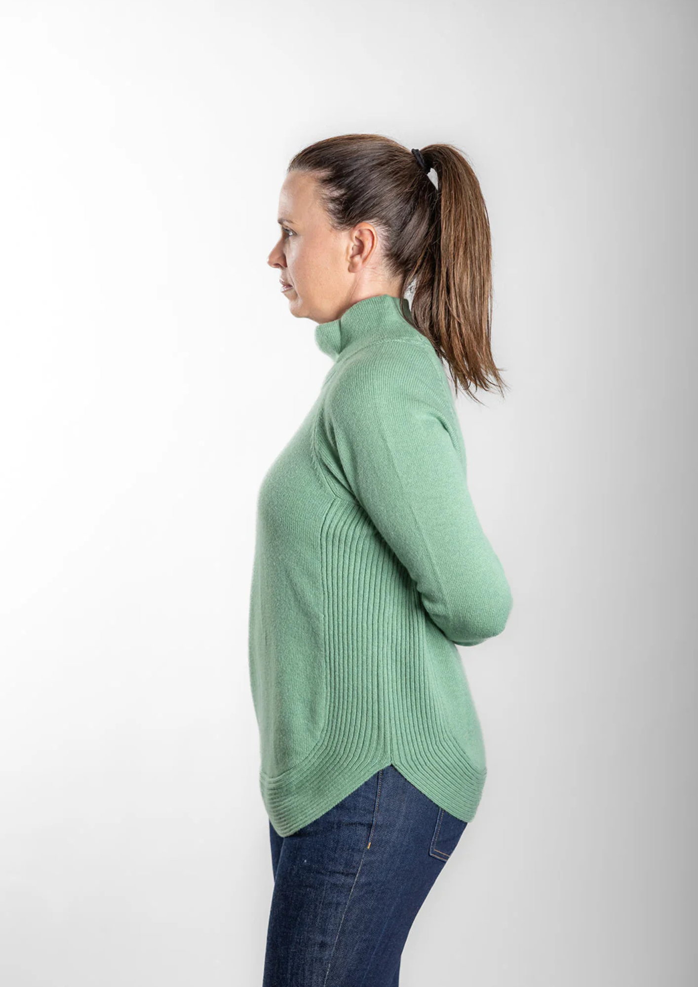 Bow & Arrow -  Mint Green Funnel Neck